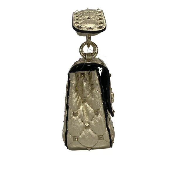 VALENTINOGARAVANI Rockstud Spike Small Bag - Gold Leather Handbag 958-082525 - Picture 4 of 14